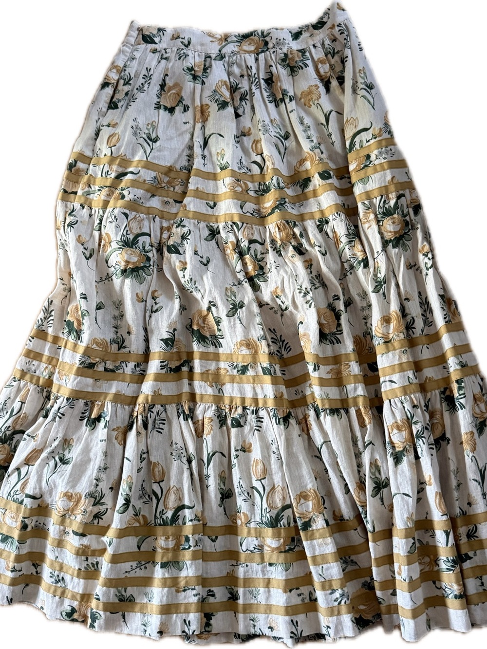 Floral Linen Loeffler Randall Tiered Skirt